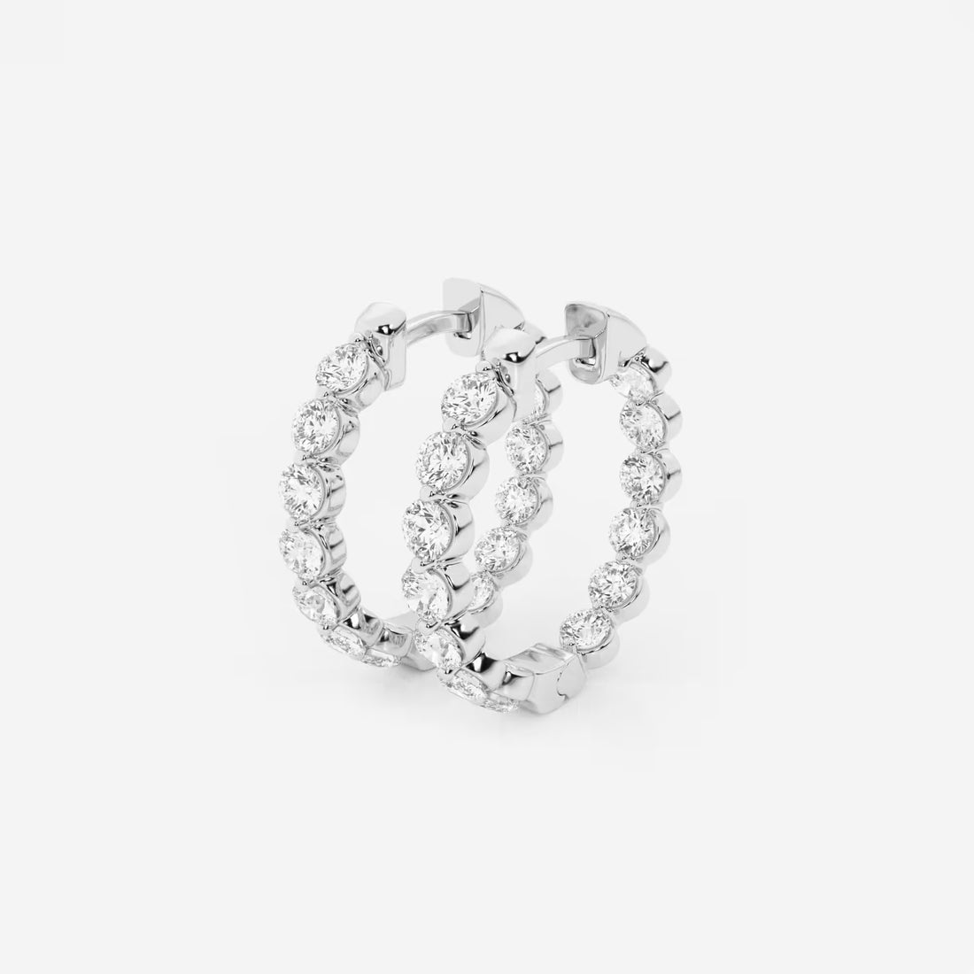 Round Lab Grown Diamond Inside-Out Floating Hoop Earrings