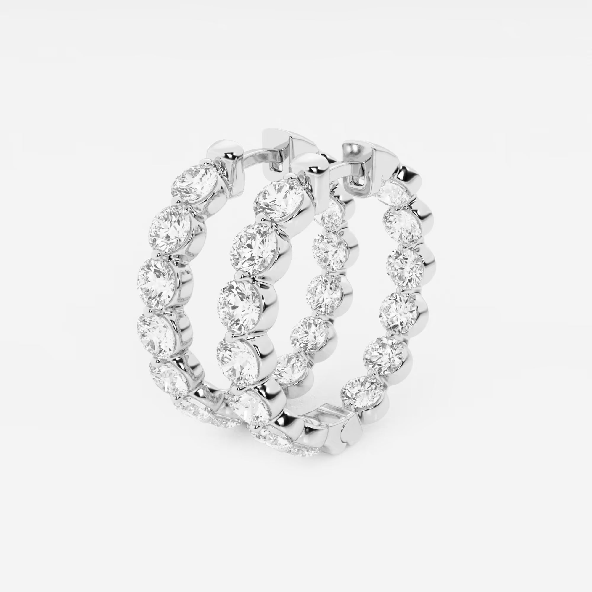 Lunara Diamond Floating Hoop Earrings