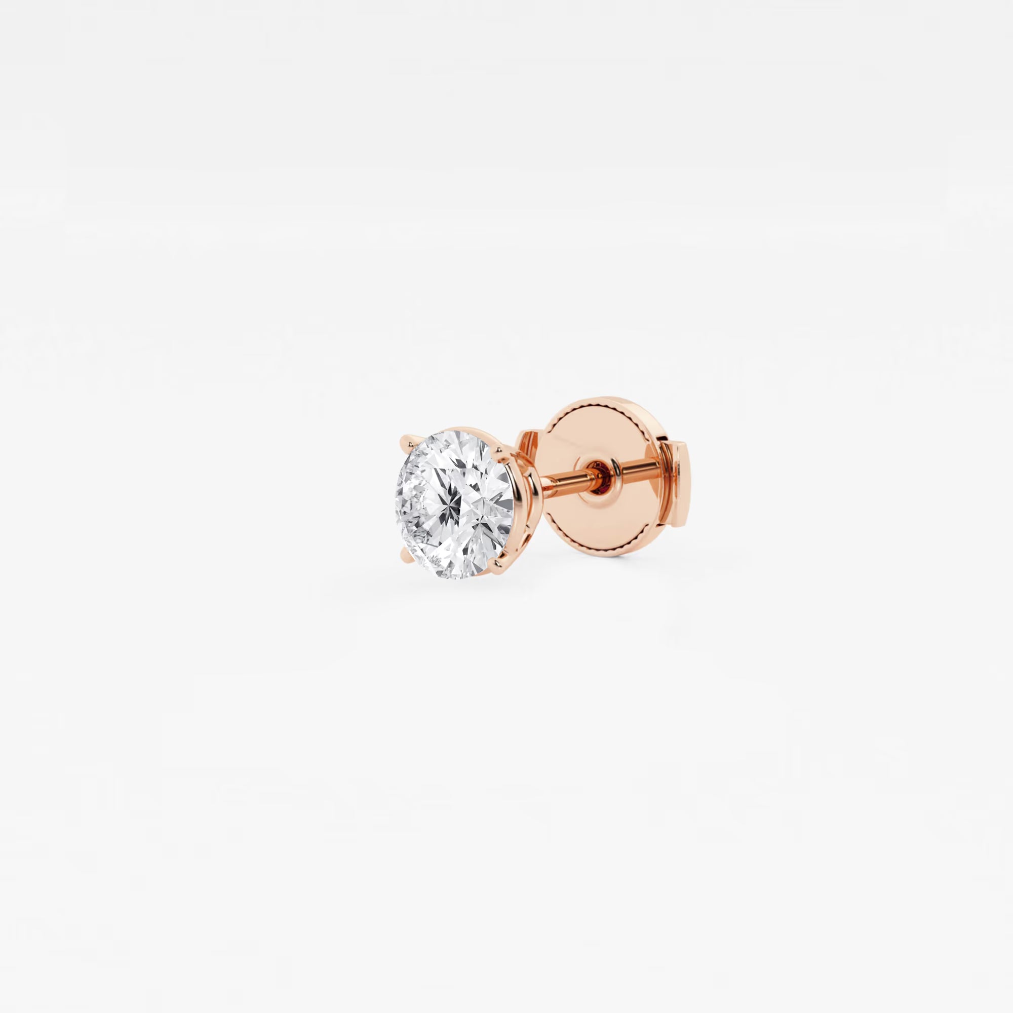 Round Lab Grown Diamond Single Stud Earring in Classic Solitaire Setting