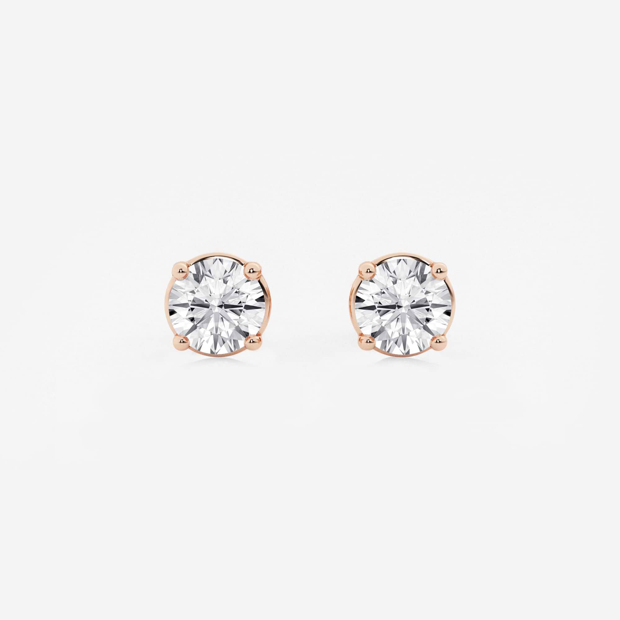 Classic Round Lab Grown Diamond Stud Earrings in Solid Gold
