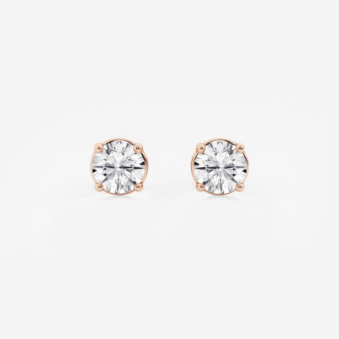 Classic Round Lab Grown Diamond Stud Earrings in Solid Gold