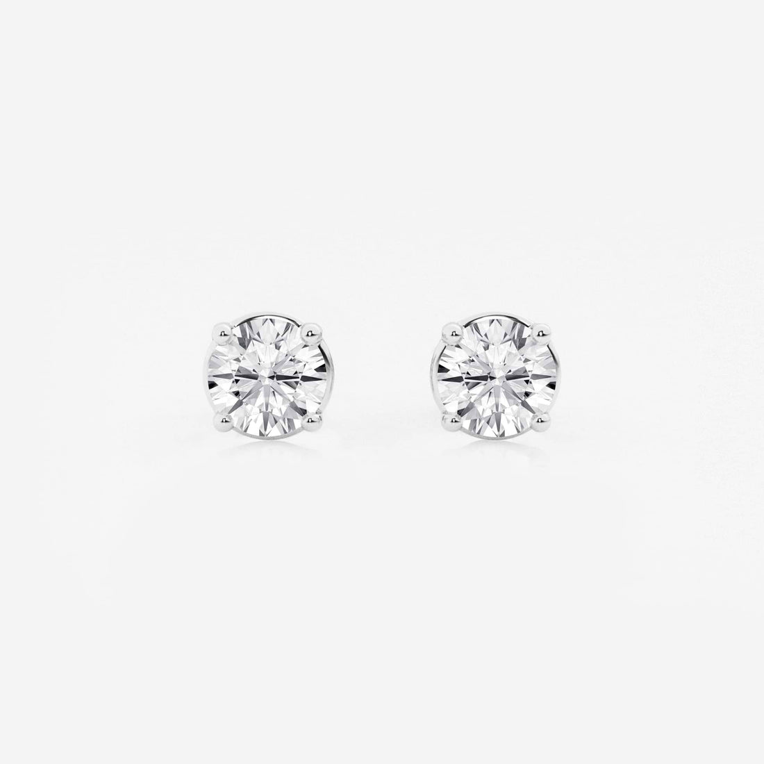 Classic Round Lab Grown Diamond Stud Earrings in Solid Gold