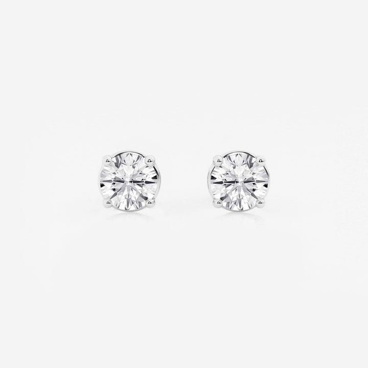 Classic Round Lab Grown Diamond Stud Earrings in Solid Gold