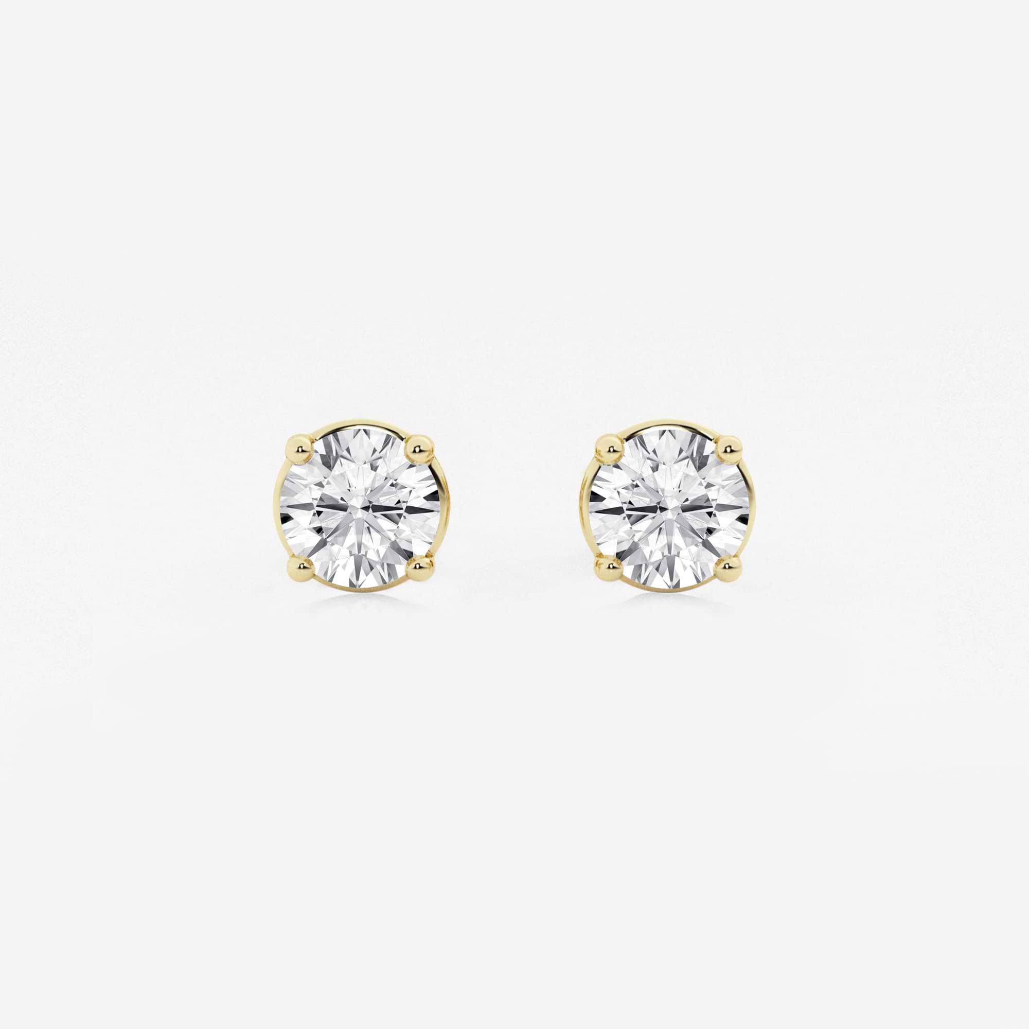Classic Round Lab Grown Diamond Stud Earrings in Solid Gold