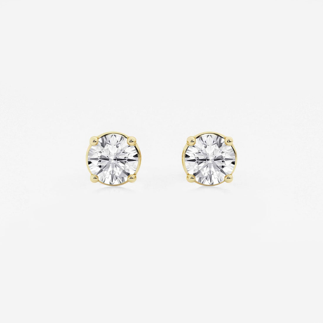 Classic Round Lab Grown Diamond Stud Earrings in Solid Gold