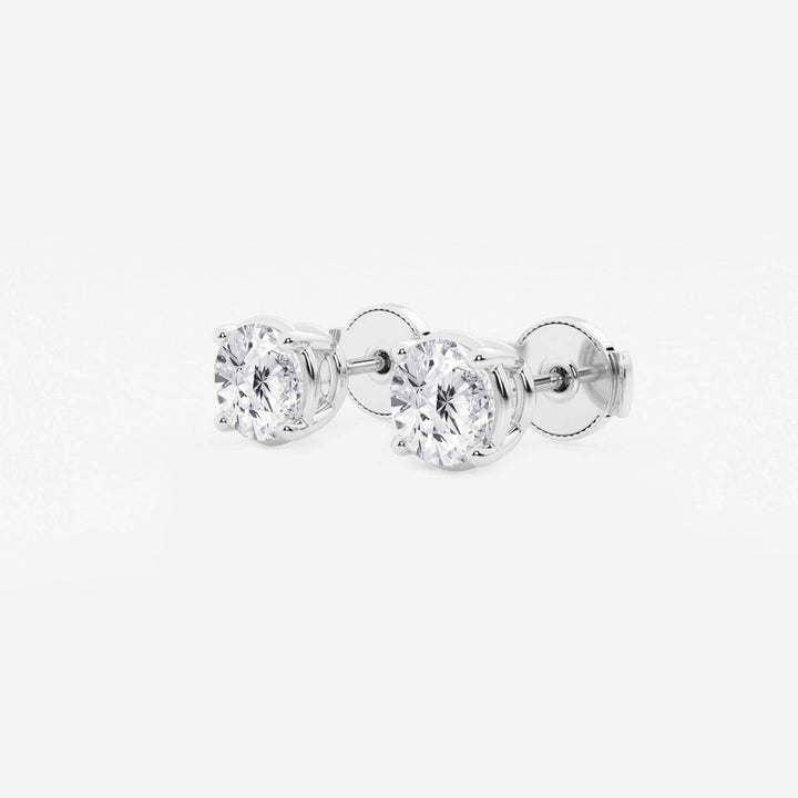 Classic Round Lab Grown Diamond Stud Earrings in Solid Gold