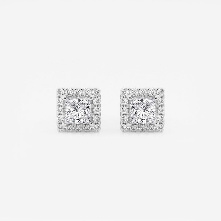 Royal Spark Princess Halo Diamond Stud Earrings