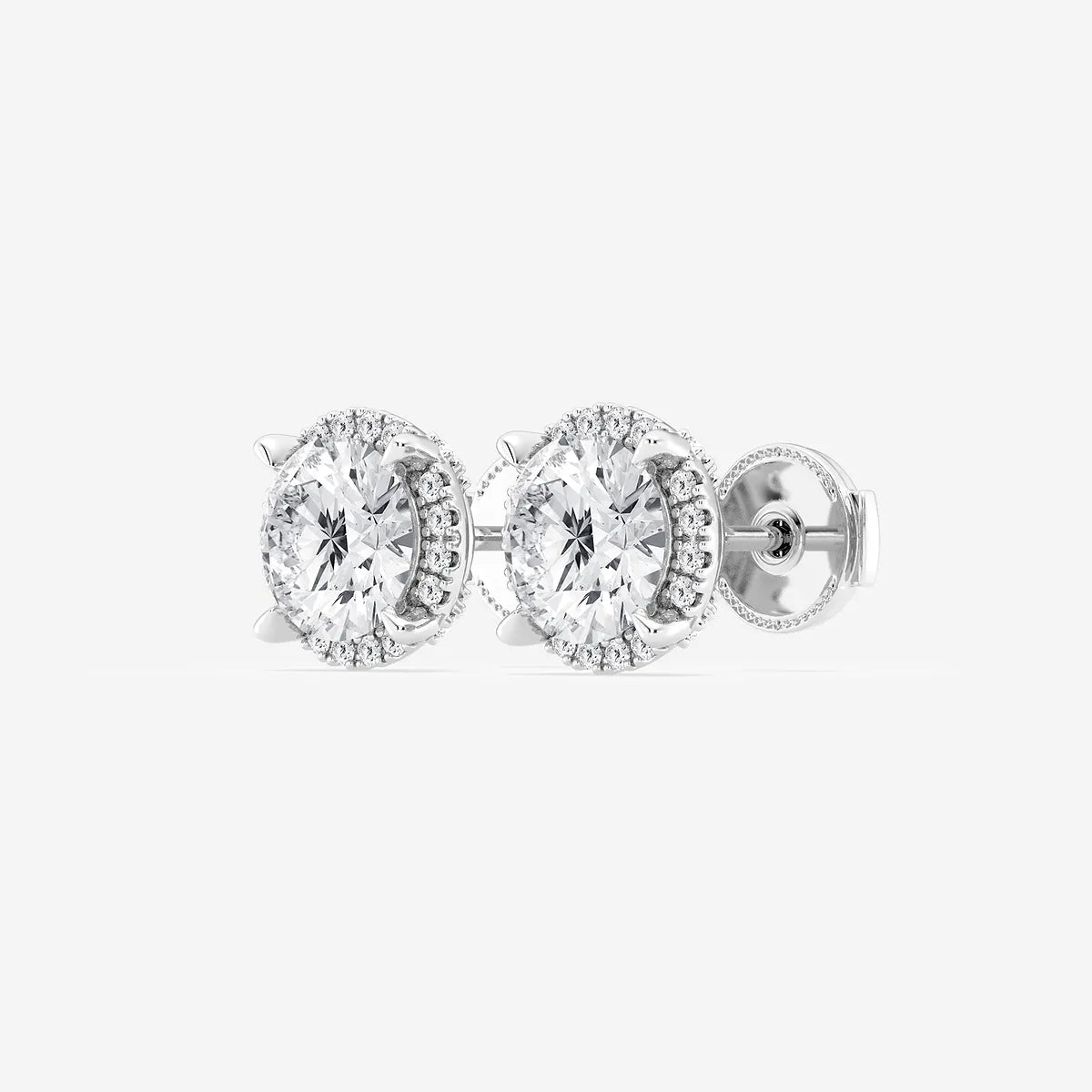Radiant Shadow Halo Diamond Stud Earrings