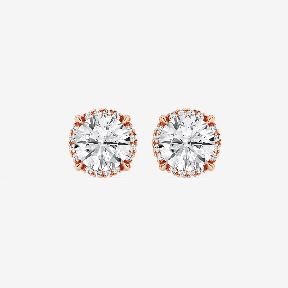 Radiant Shadow Halo Diamond Stud Earrings