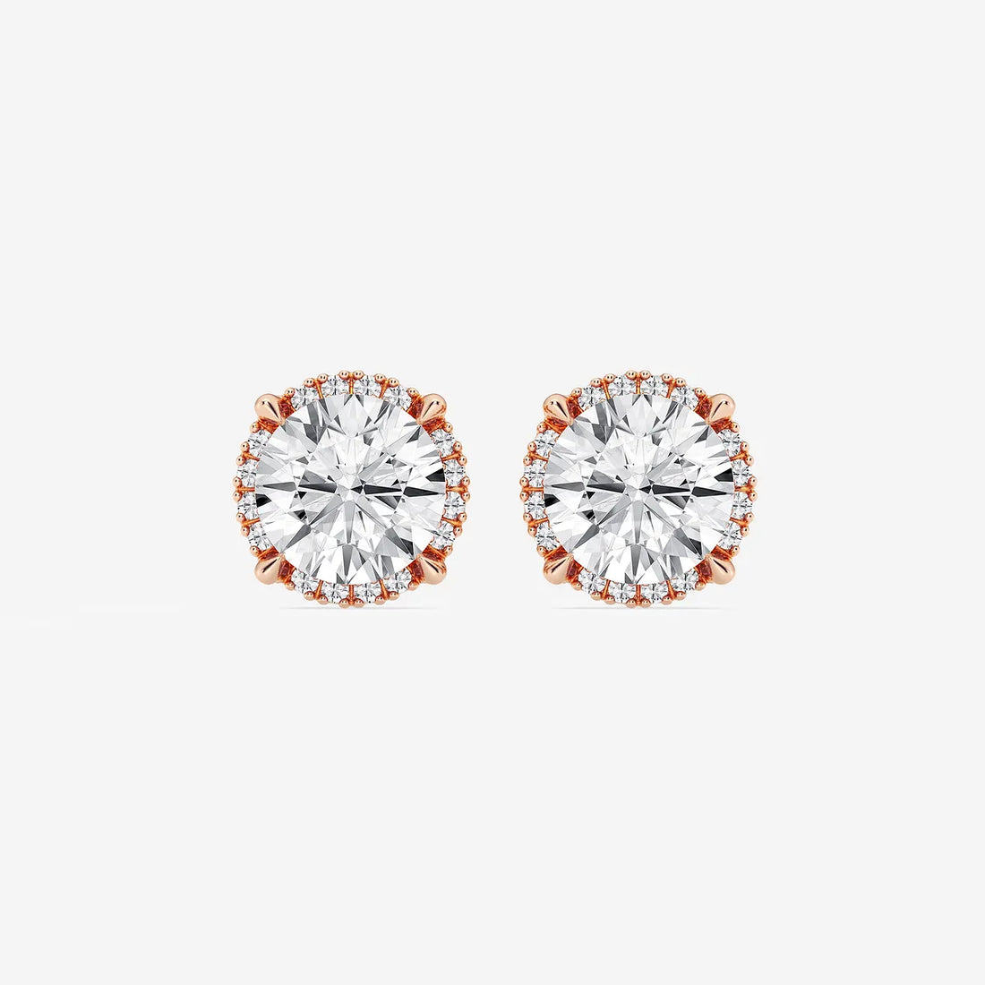Radiant Shadow Halo Diamond Stud Earrings