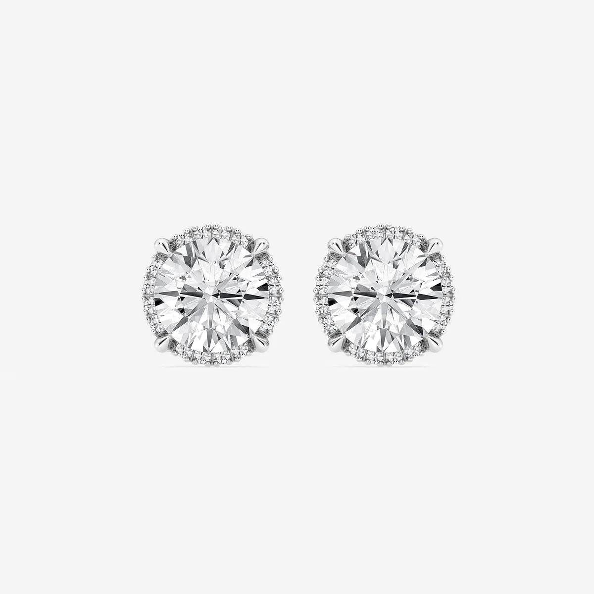 Radiant Shadow Halo Diamond Stud Earrings
