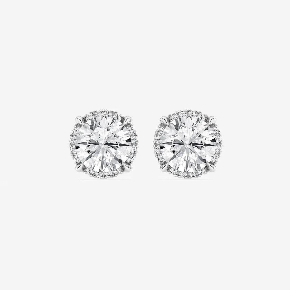 Radiant Shadow Halo Diamond Stud Earrings