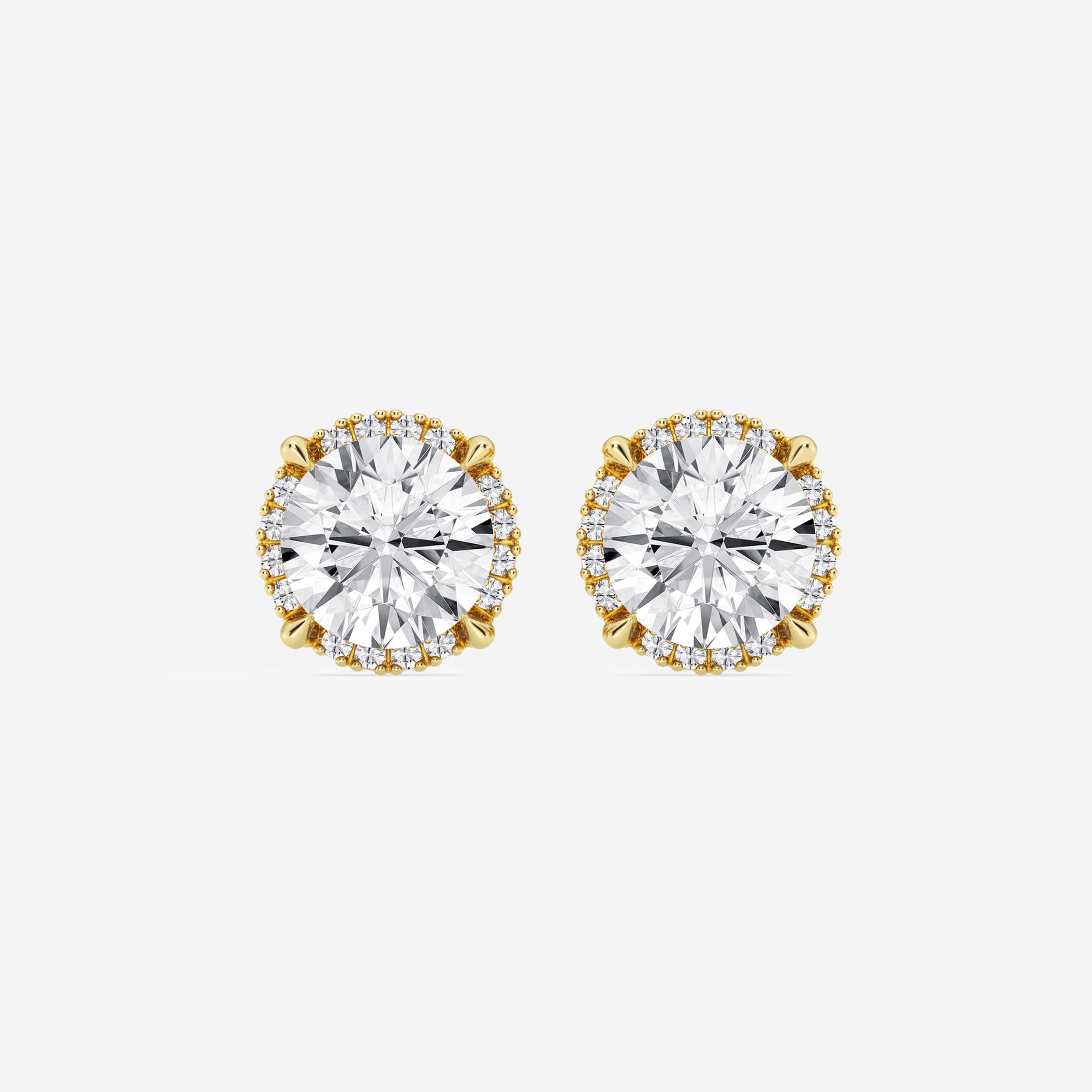 Radiant Shadow Halo Diamond Stud Earrings