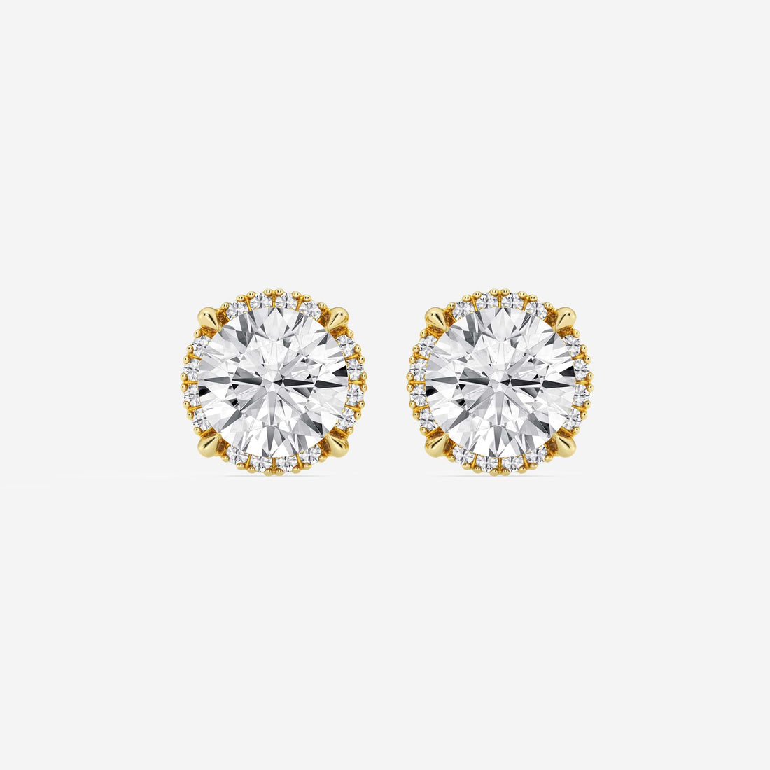 Radiant Shadow Halo Diamond Stud Earrings