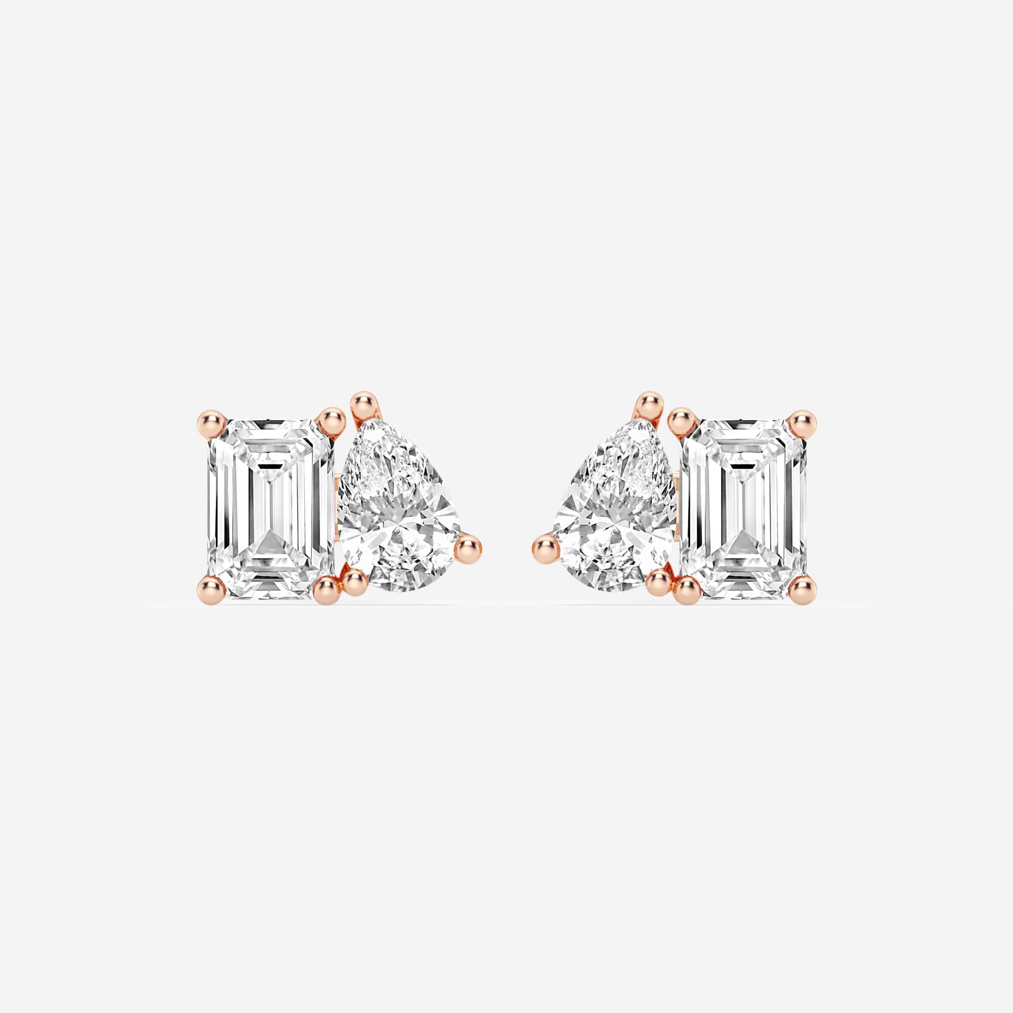 Toi Et Moi Emerald & Pear Lab Grown Diamond Stud Earrings