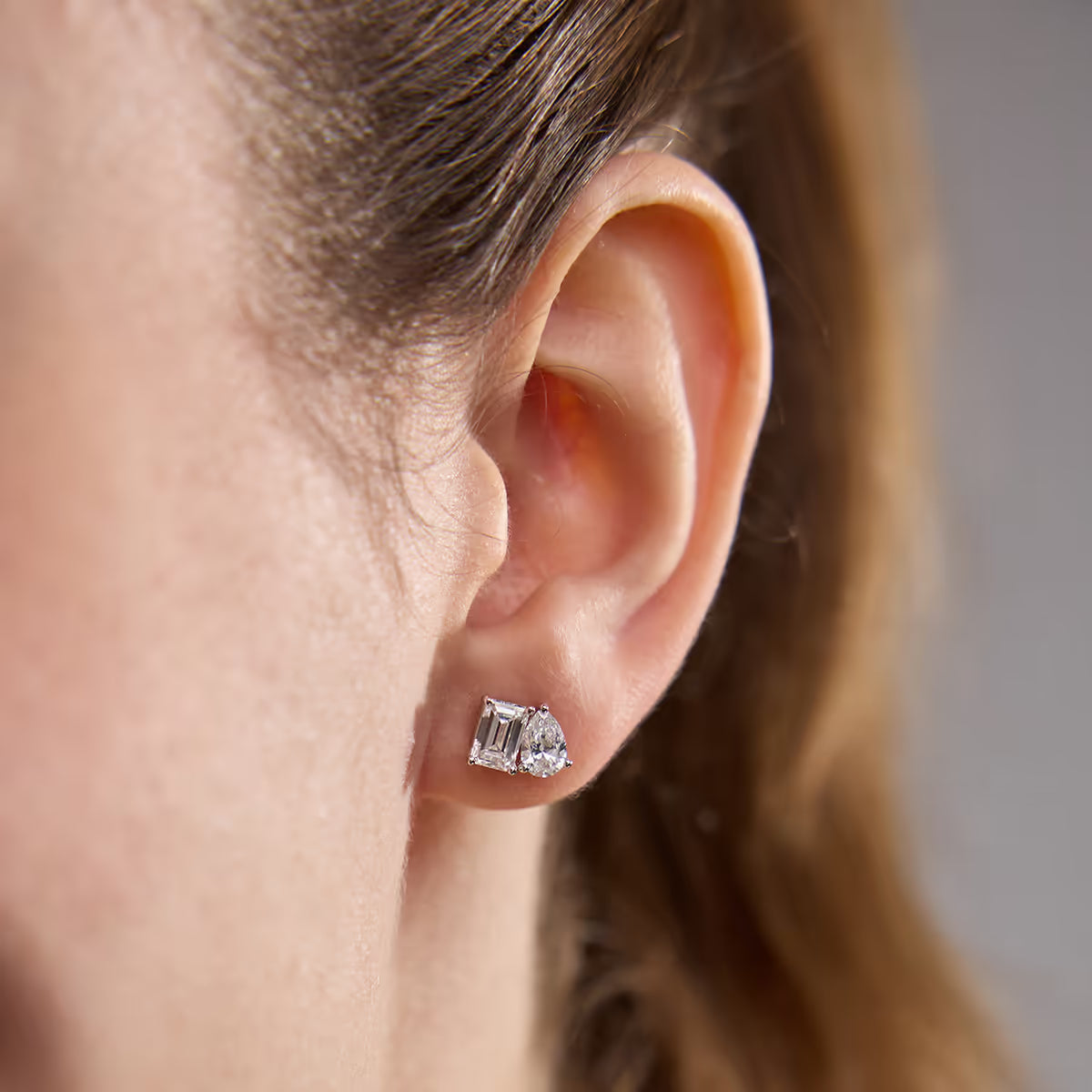 Toi Et Moi Emerald & Pear Lab Grown Diamond Stud Earrings