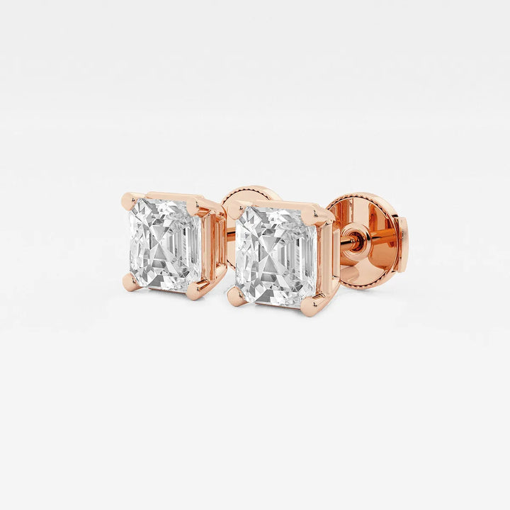 Timeless Asscher Diamond Solitaire Stud Earrings