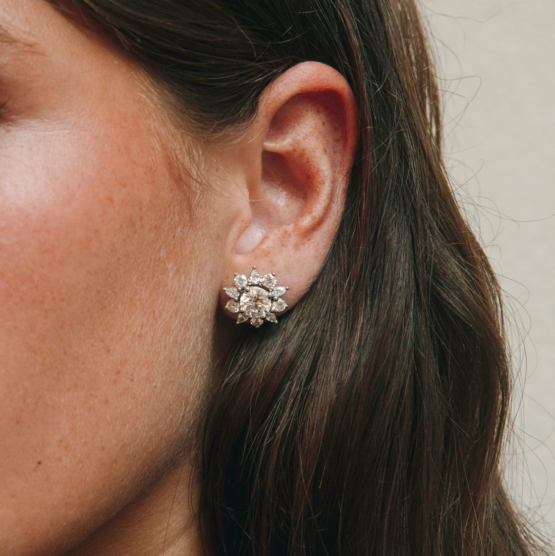 Seraphine Round & Pear Lab Grown Diamond Alternating Halo Earring Jackets