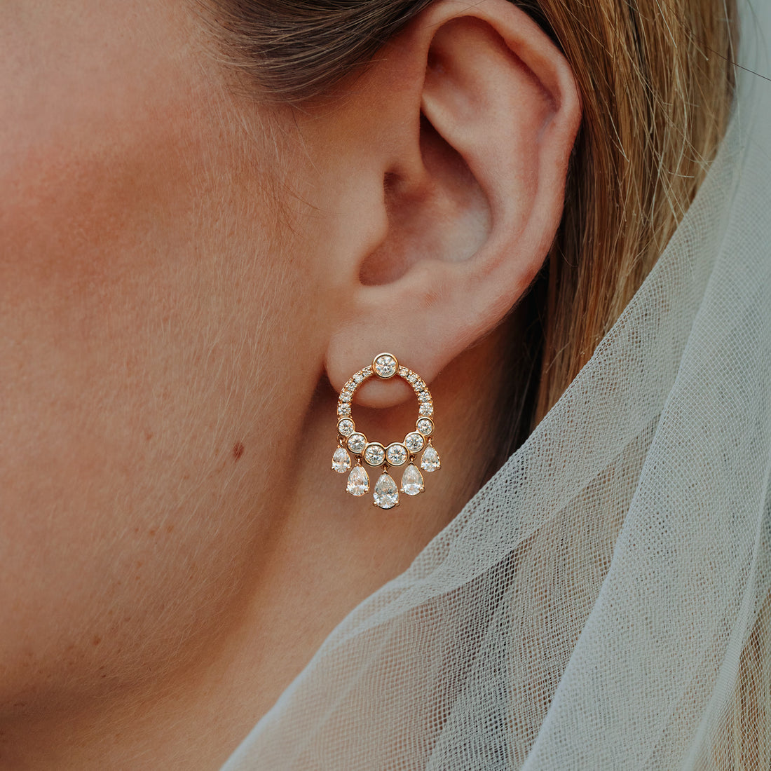 Celestia Pear & Round Lab Grown Diamond Drop Earrings