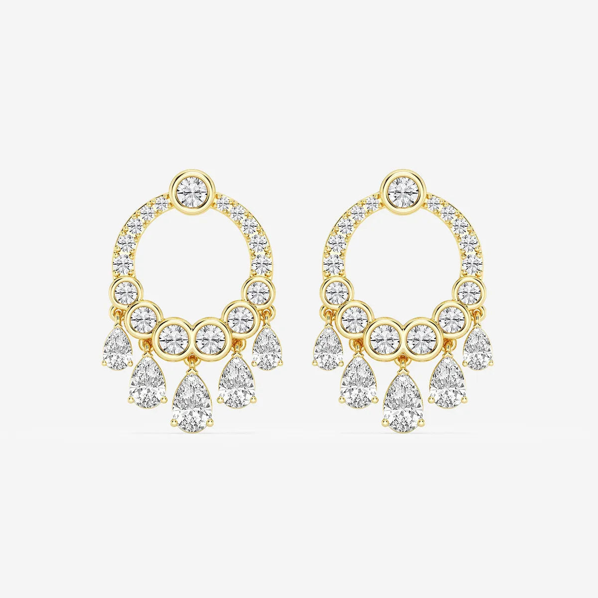 Celestia Pear & Round Lab Grown Diamond Drop Earrings