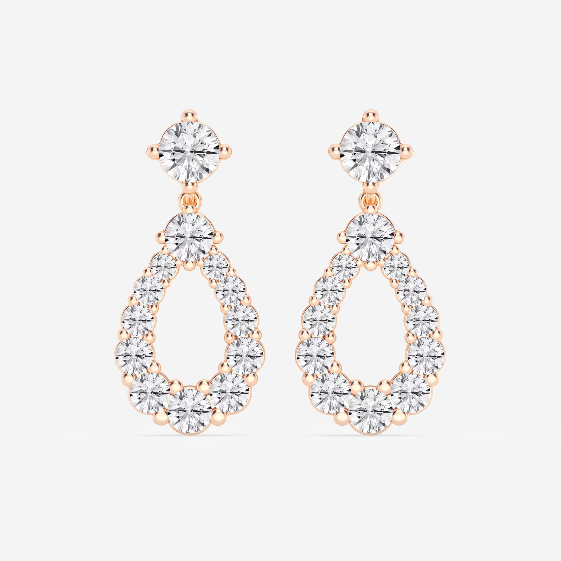 Luminara Graduated Round Lab Grown Diamond Drop Earrings