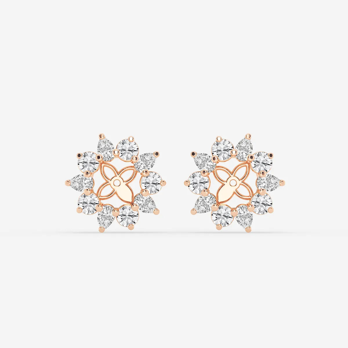 Seraphine Round & Pear Lab Grown Diamond Alternating Halo Earring Jackets