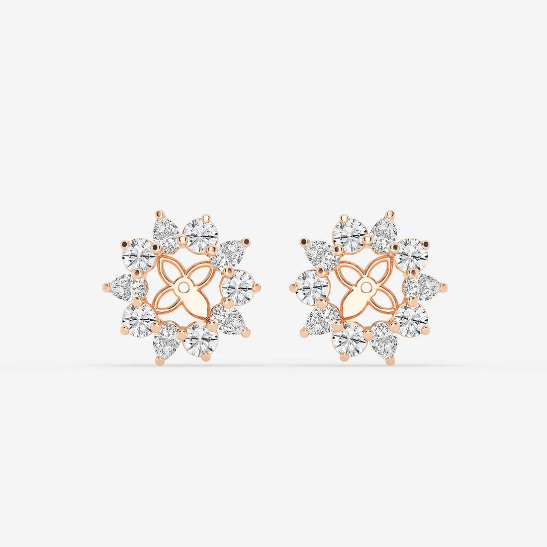 Seraphine Round & Pear Lab Grown Diamond Alternating Halo Earring Jackets