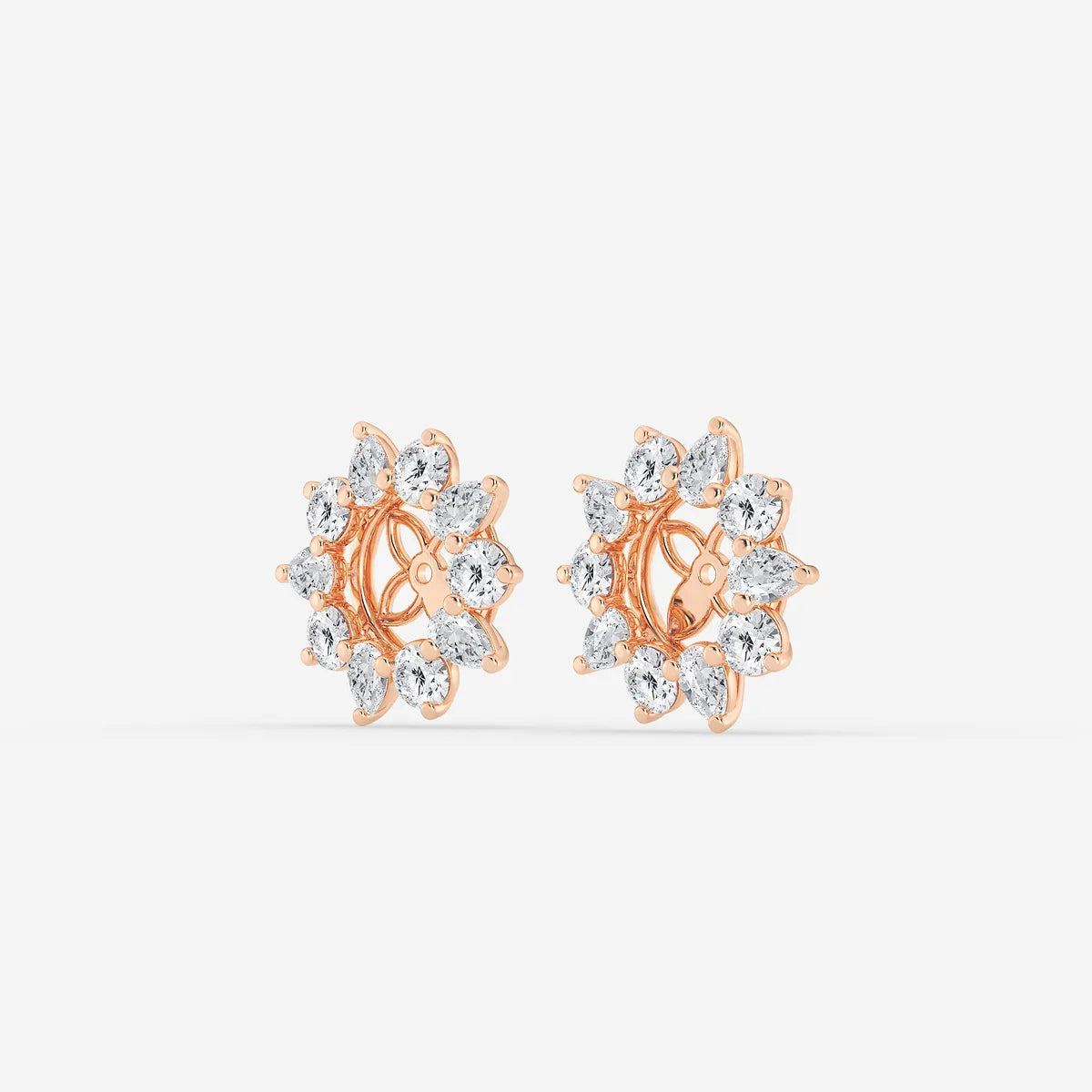 Seraphine Round & Pear Lab Grown Diamond Alternating Halo Earring Jackets