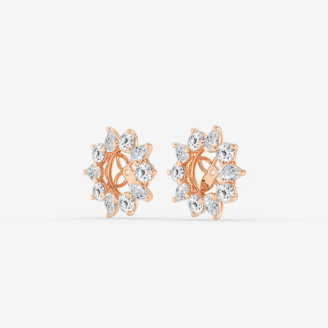 Seraphine Round & Pear Lab Grown Diamond Alternating Halo Earring Jackets