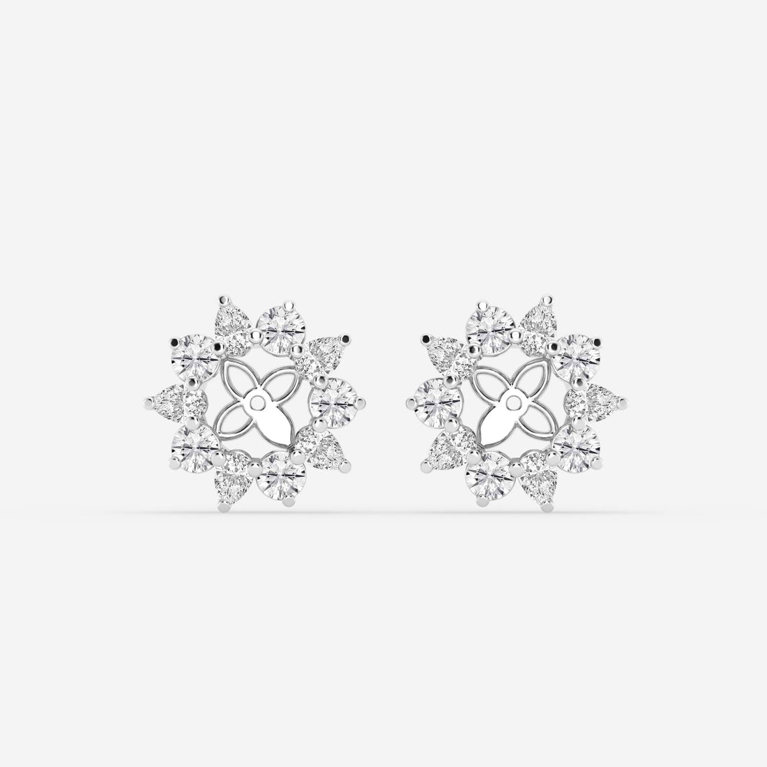 Seraphine Round & Pear Lab Grown Diamond Alternating Halo Earring Jackets