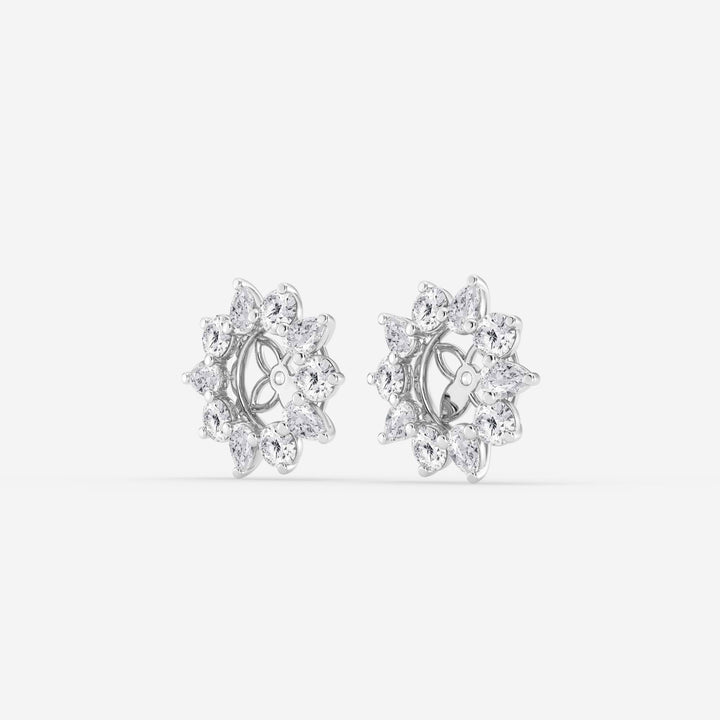 Seraphine Round & Pear Lab Grown Diamond Alternating Halo Earring Jackets