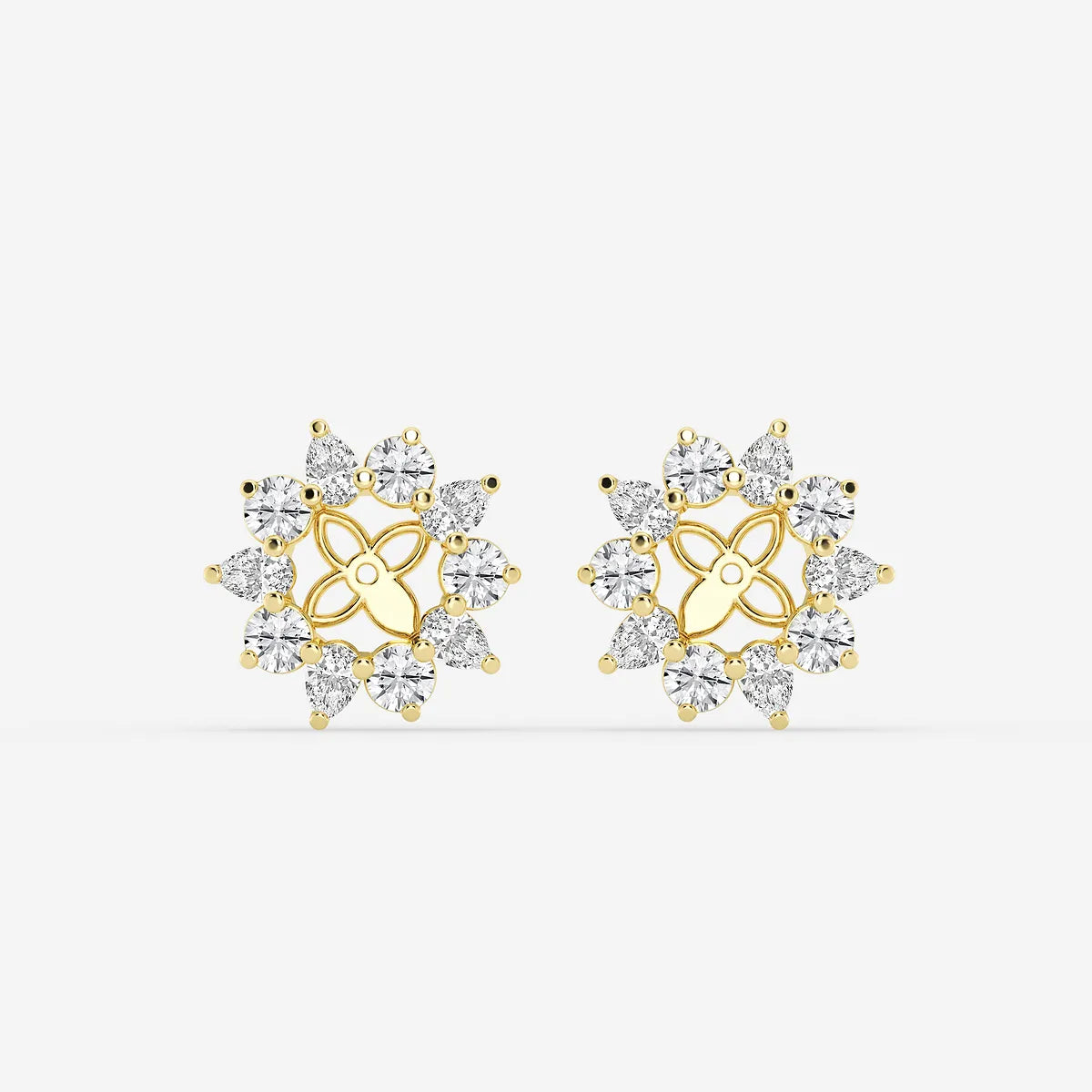 Seraphine Round & Pear Lab Grown Diamond Alternating Halo Earring Jackets