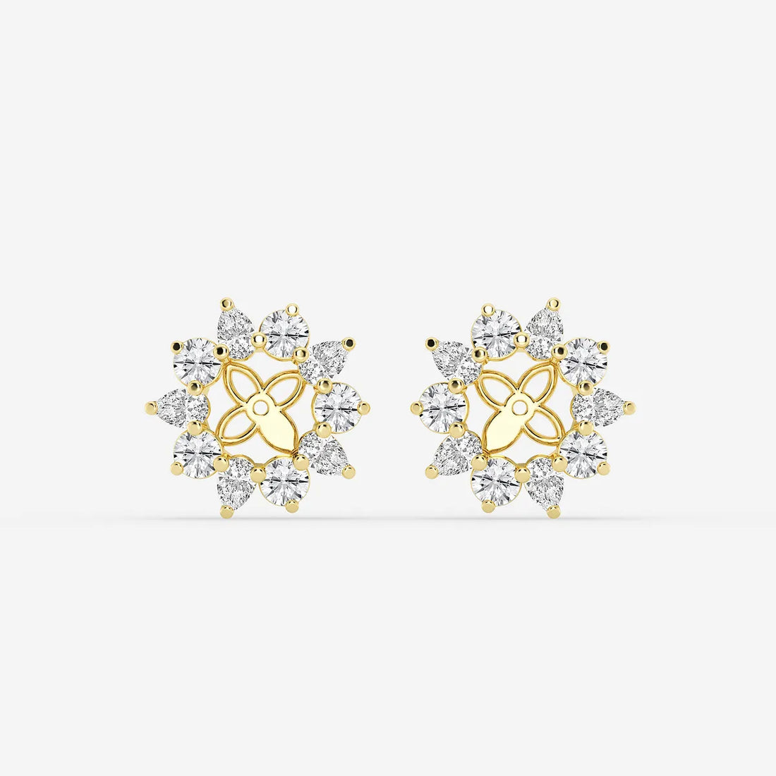 Seraphine Round & Pear Lab Grown Diamond Alternating Halo Earring Jackets