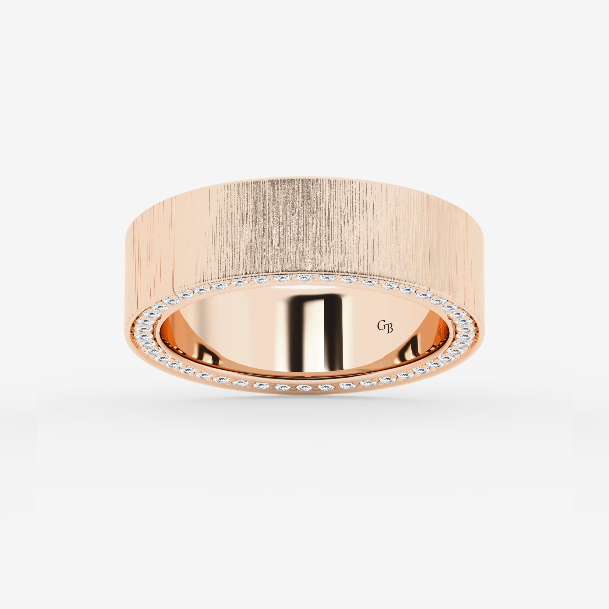 Round Lab Grown Diamond Satin Finish Flat Eternity Band in Solid Gold