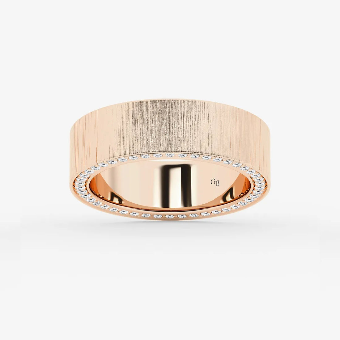 Refined Round Lab Grown Diamond Satin Finish Flat Eternity Band in Yellow Gold