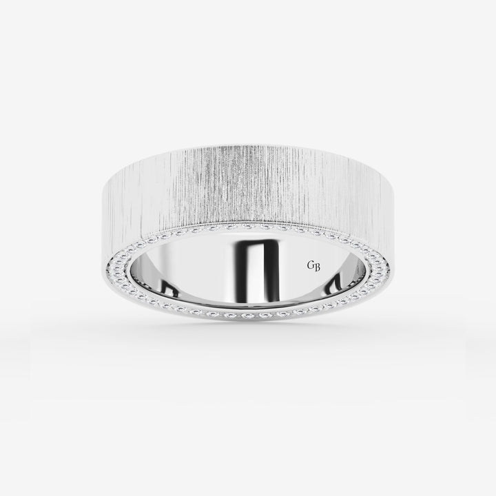 Round Lab Grown Diamond Satin Finish Flat Eternity Band in Solid Gold
