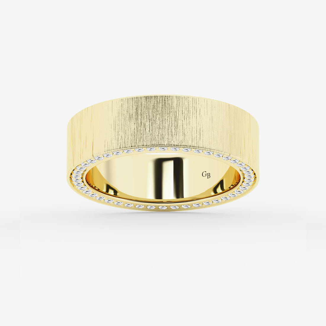 Round Lab Grown Diamond Satin Finish Flat Eternity Band in Solid Gold