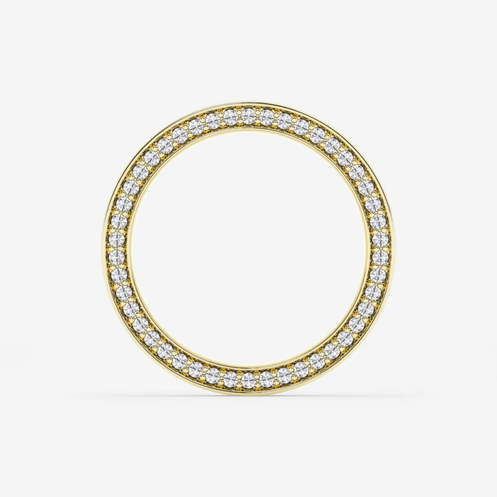 Refined Round Lab Grown Diamond Satin Finish Flat Eternity Band in Yellow Gold