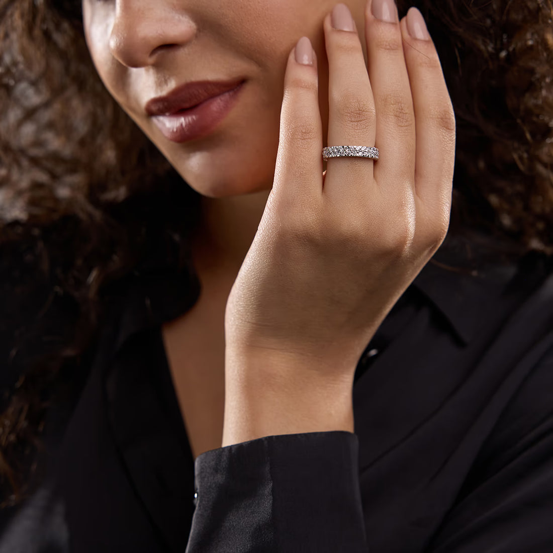 Duetéra Round Lab-Grown Diamond Double Row Pavé Eternity Band