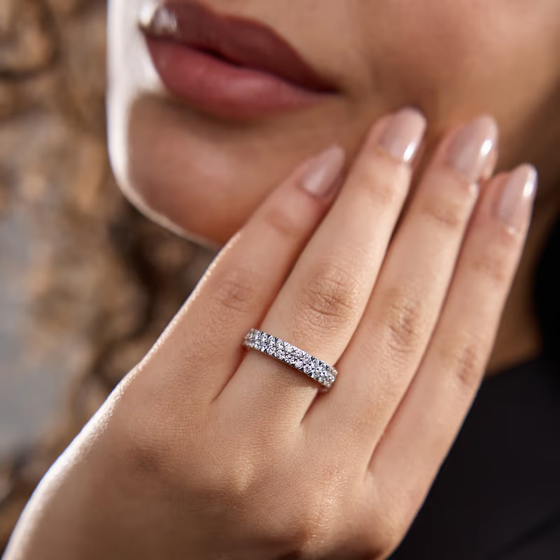 Duetéra Round Lab-Grown Diamond Double Row Pavé Eternity Band