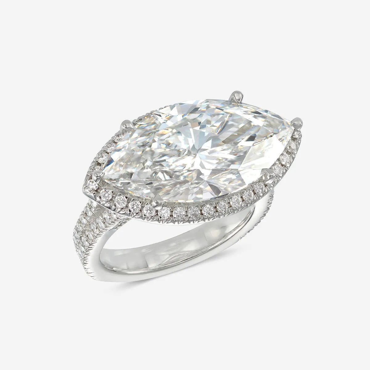 Elara East-West Marquise Lab-Grown Diamond Halo Engagement Ring