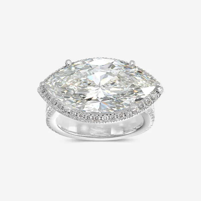 Elara East-West Marquise Lab-Grown Diamond Halo Engagement Ring