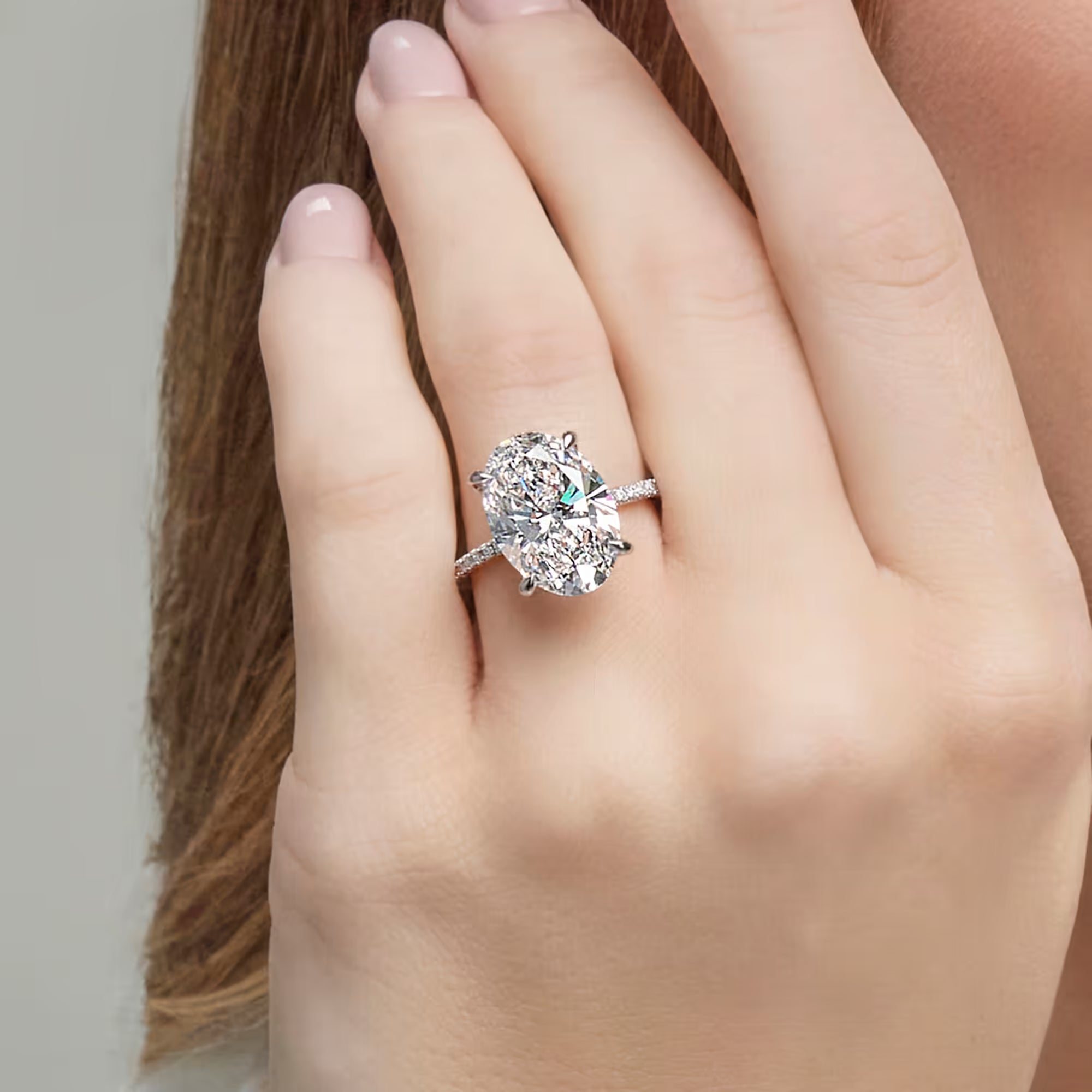 Oval Cut Lab-Grown Diamond Pavé Engagement Ring