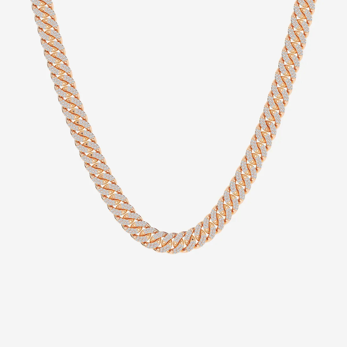 Luxeon Round Lab Grown Diamond Cuban Link Necklace in Platinum