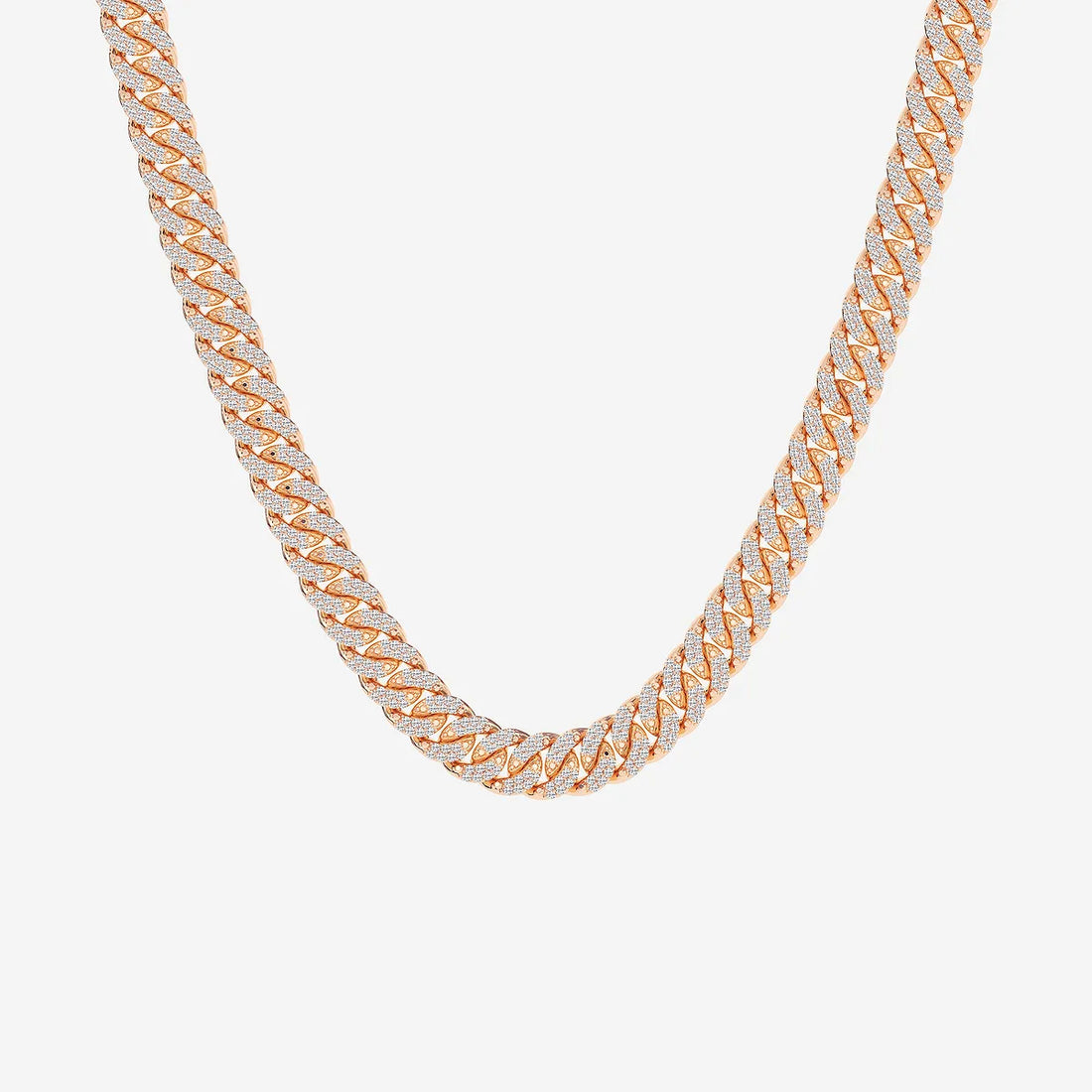 Luxeon Round Lab Grown Diamond Cuban Link Necklace in Platinum
