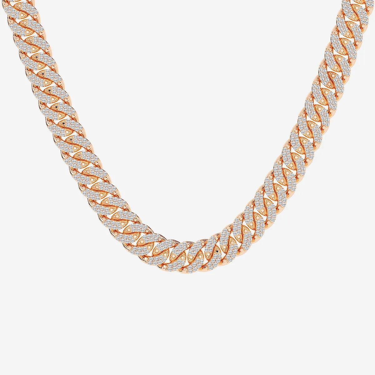 Luxeon Round Lab Grown Diamond Cuban Link Necklace in Platinum