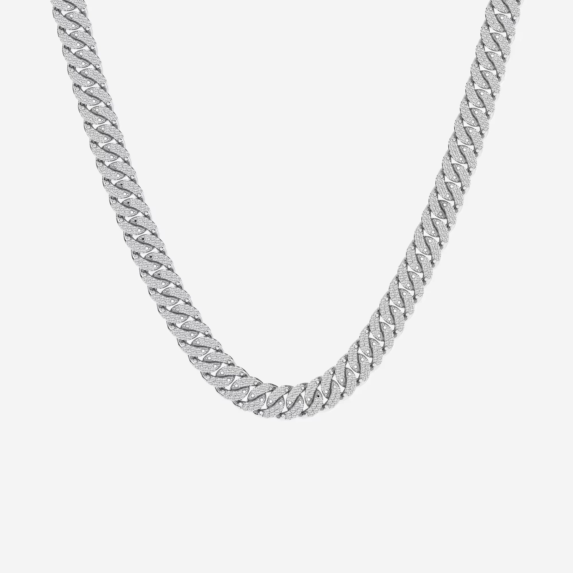Luxeon Round Lab Grown Diamond Cuban Link Necklace in Platinum
