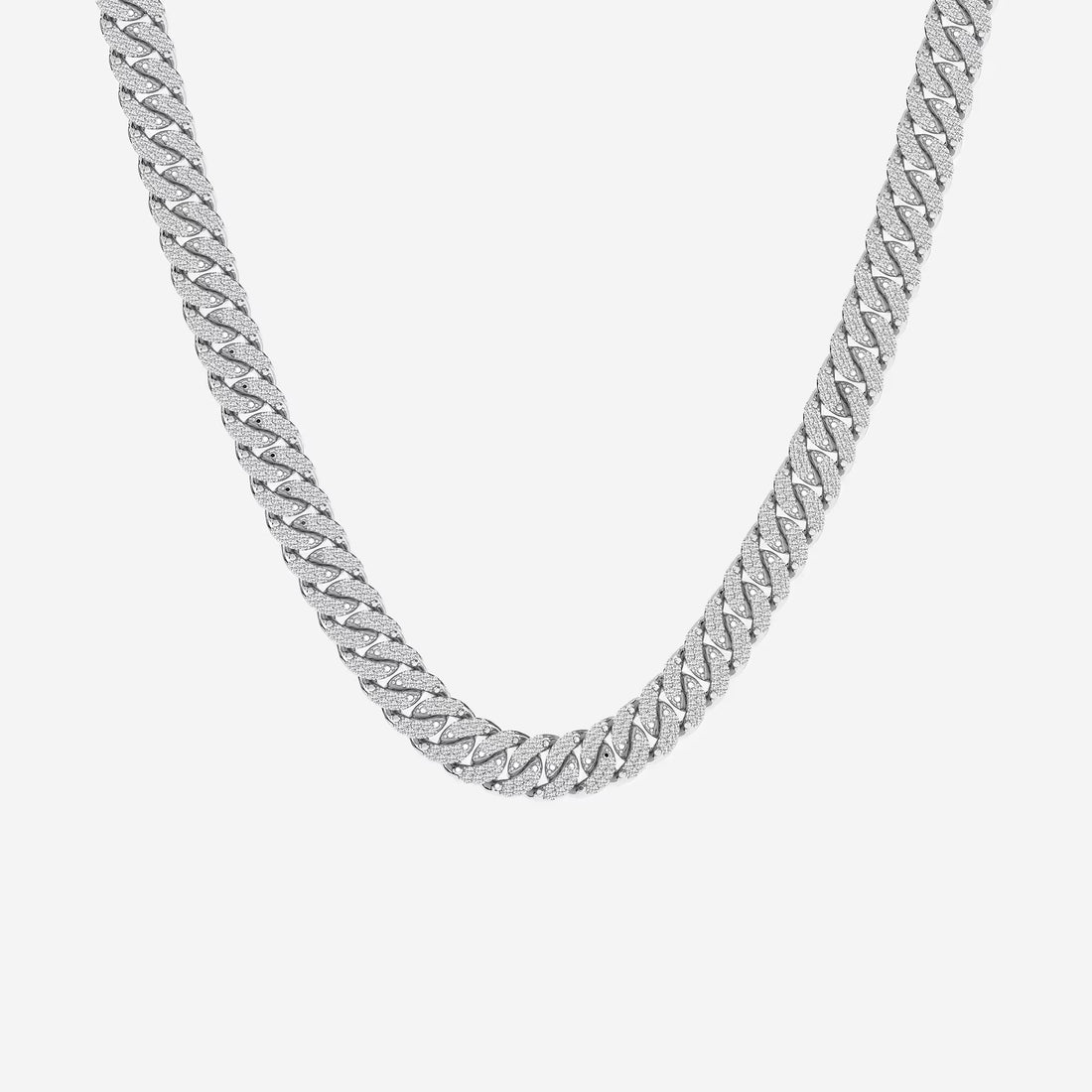 Luxeon Round Lab Grown Diamond Cuban Link Necklace in Platinum