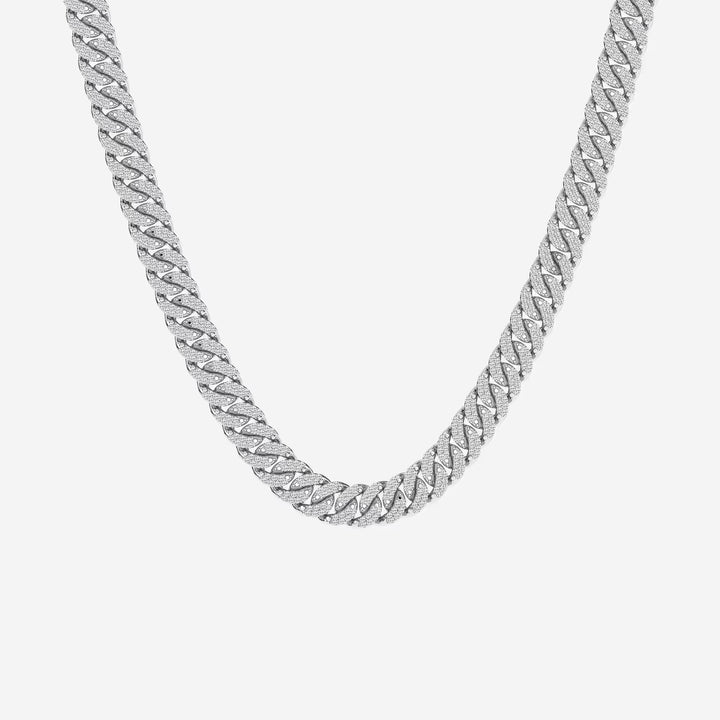 Luxeon Round Lab Grown Diamond Cuban Link Necklace in Platinum