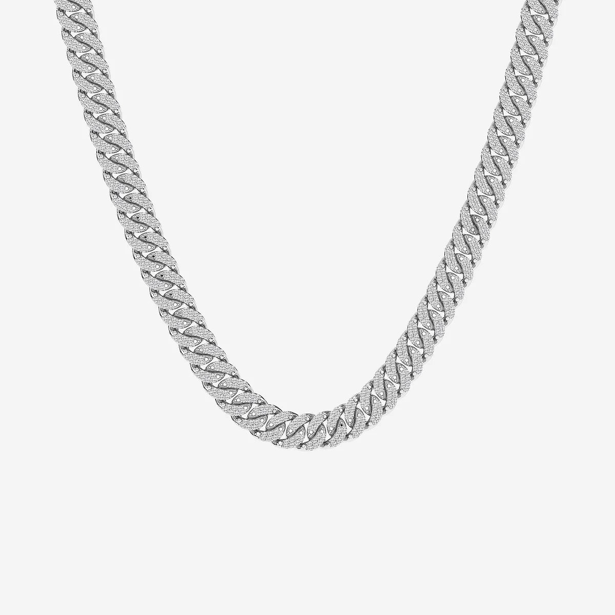 Luxeon Round Lab Grown Diamond Cuban Link Necklace in Platinum